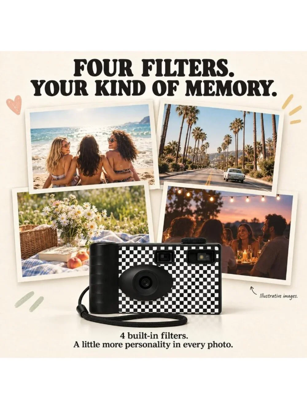 Screen-Free Digital Camera | 8MP, Rechargeable, Lightweight, Auto-Flash, Retro